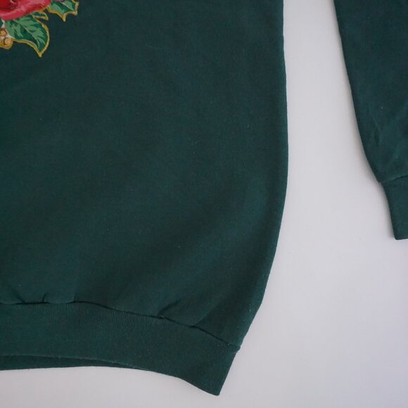 Vintage Sunbelt Green Poinsettia Pinecone Holiday Floral Sweatshirt Christmas XL - Picture 4 of 9